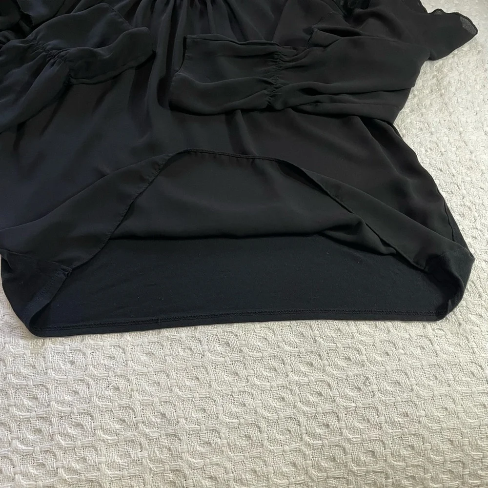 LOFT Black Ruffle Sleeve Blouse~ Size‎ Small  Evening out  or Elegant Casual